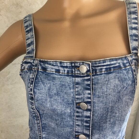 CISono Women's Acid Washed Denim Dress Bib Over-all Style Size S - Picture 9 of 16